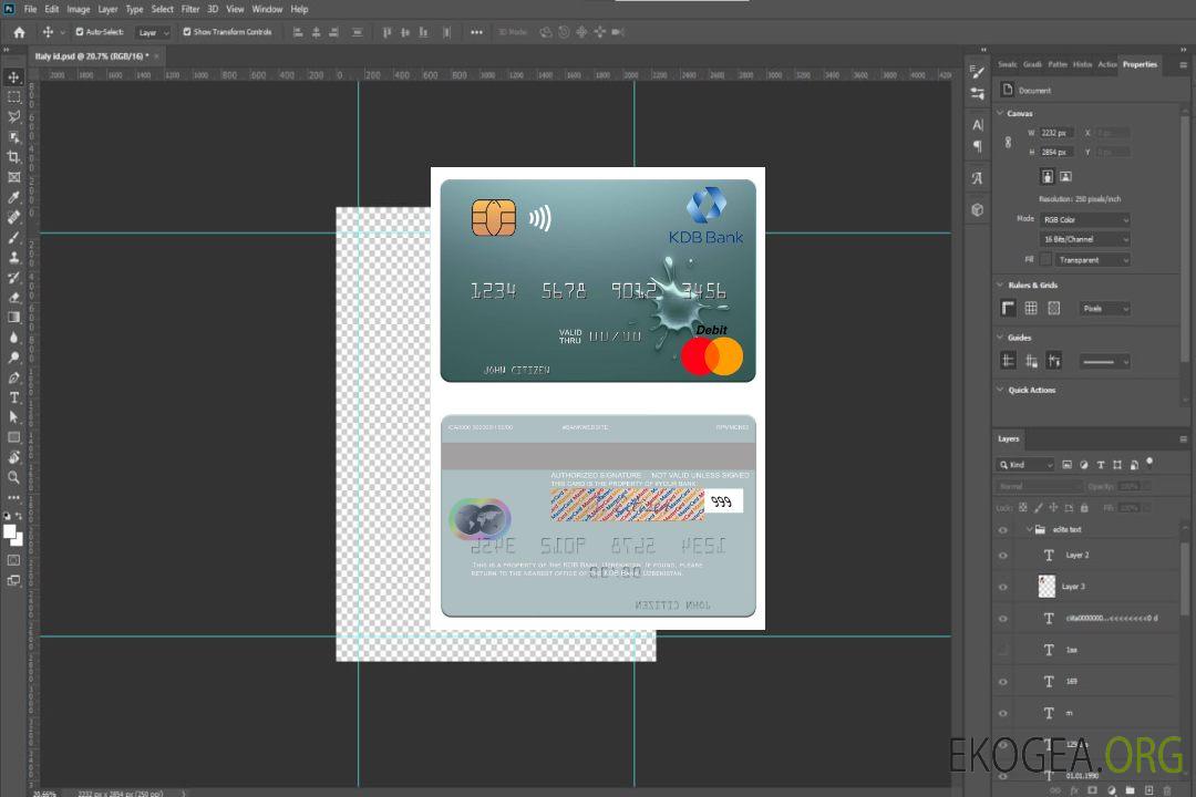 Ouzbékistan KDB Bank mastercard template